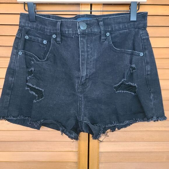Aeropostale Black Cheeky Denim Shorts Size 8 - Picture 5 of 8